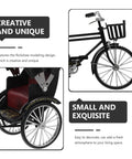 Absolutely Sweet Mini Motorcycle And Vintage Rickshaw Cake Topper With Detailed Metal Alloy Body showing detailed wheels and seating for decor.