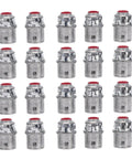 Tool Free Snap In Metal Clad Cable Connectors 3 8 Inch Fit Electrical Conduit in a row, durable zinc die cast fittings.