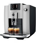 All In One Automatic Coffee Machine Grinds Tamps Brews Froths In Under 60 Seconds with two espresso cups in front