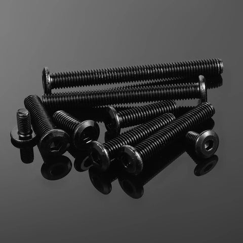 M8-1.25 X 100mm Flat Head Hex Socket Cap Screws Set Of 8 With Hex Wrench Black Oxide 304 Stainless Steel on black surface