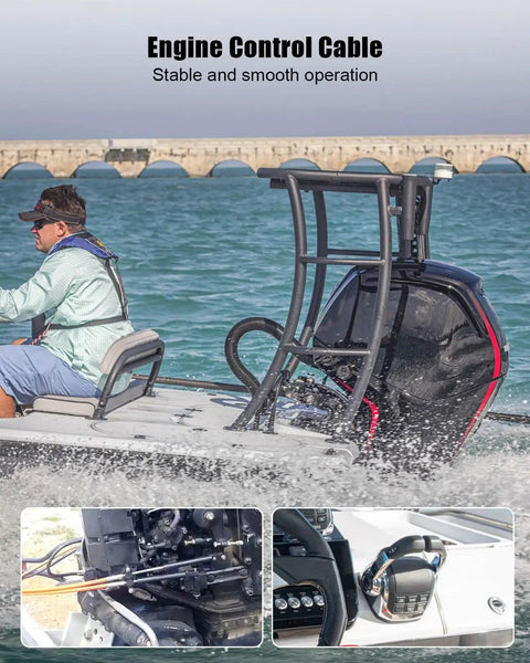 Boat with 16Ft Throttle And Shift Control Cable Replacement 0173116 Fits BRP OMC Johnson Evinrude Outboard Engines Two Pack