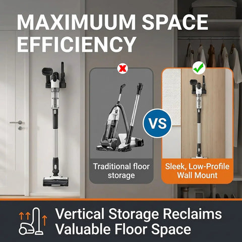 Wall Mount Docking Station For LVAC 200 Cordless Vacuum, Grab And Go Space Saving Accessory Holder, sleek black design