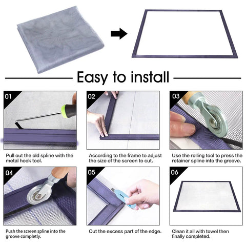 Installation steps for Durable Heavy Duty Fiberglass Window And Screen Door Replacement Mesh 48 By 118 Inches for doors and windows