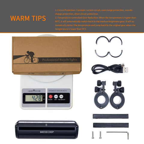 Ultra Bright 3250 Lumen USB C Rechargeable Bike Light With Waterproof Daytime Running Light For MTB Off Road And City Commuter So You Stay Seen At Night Or Day Fast Charge Long Battery Life
