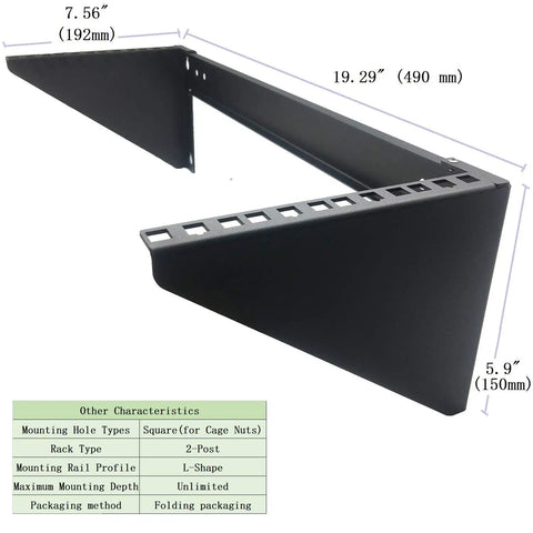 Rock Solid Heavy Duty 4U Vertical Wall Mount Rack Pack Of Two For 19 Inch Network Equipment And Patch Panels Built Tough With 125 Lb Staggering Load Rating Smooth Install, L-shape 19.29 inch steel frame.