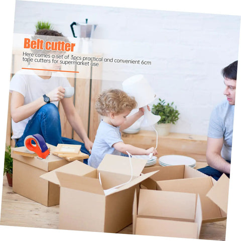Doitool 3 Pack Nonslip Tape Cutting Machines For Food Bags in a home setting with cardboard boxes and family.