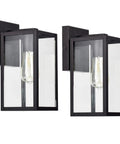2 Pack Outdoor Wall Lanterns, 11 Inch Modern Farmhouse Exterior Sconces with Clear Glass, Textured Black Finish