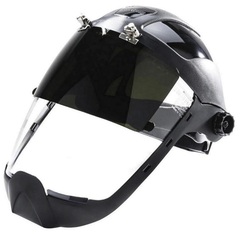Lightweight Face Shield With High Impact Crown And Ratchet Headgear For Work Sites Grinding Plasma And Flame Cutting ANSI Z87.1