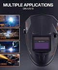 Auto Darkening Welding Helmet With True Color Viewing Screen 3.66 By 1.69 Inch Shade Range Four To Thirteen Solar Powered