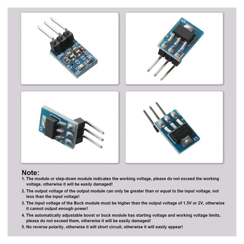 AMS1117 3.3V DC To DC Buck Regulator Module With LED Indicator 4.75V To 12V Input Fixed 3.3V Output, multiple views