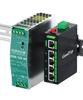 Industrial 5 Port Gigabit PoE++ Switch With 120W Total Budget, Four PoE Ports Up To 90W Each, Power Supply Included, DIN Rail Mount