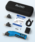 Vloxo 4 Volt Cordless Electric Cardboard Cutter Scissors Rechargeable Box Opener with blades, charger, and manual in a kit