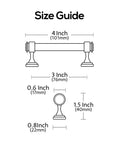 Size guide for 15 Pack Matte Black Cabinet Pulls Go-To 3 Inch Center-To-Center Straight Bar Handles, AL3082MB.