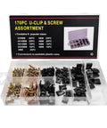 170 Piece Car U Clip And Screw Assortment Kit With 9 Sizes Metal Body Panel Clips U Nut Fasteners in clear box
