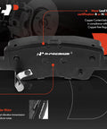 Close-up of ceramic brake pad from Rear Drilled And Slotted Disc Brake Rotors And Ceramic Pads Kit And Wheel Bearing Hub Assembly