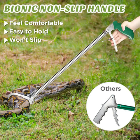 52 Inch Snake Tongs Grabber for Safe Handling and Capture, Beefy Heavy Duty Reptile Catcher With Wide Jaw, Locking Non Slip Grip, Extra Long Reach Tool for Snakes and Rattlesnakes, Reptile Grabber