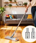 Aluminum Threaded Mop Handle End Repair Kit And Extension Pole Adapter Set Dual Pack for broom sticks in use on polished floor