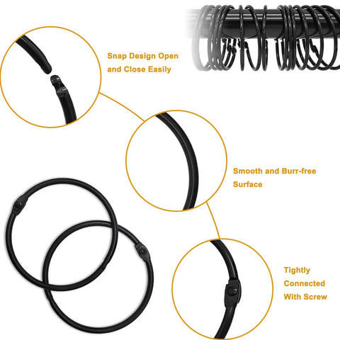 Rustproof Metal Shower Curtain Hooks 24 Pack That Glide Smoothly Round Rings For Curtains On A Bathroom Shower Rod Black Finish