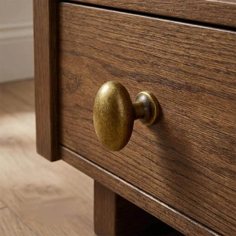Oval Antique Brass Cabinet Knobs Set 1.6 Inch Zinc Alloy Drawer Knobs For Dresser Cupboard Wardrobe 6 Pack Vintage Vibe Finish