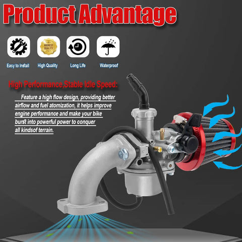 Wide Range 22Mm Carburetor Air Filter Kit For 50Cc 110Cc And 125Cc Pit Bikes Dirt Bikes ATVs And Go Karts Beef Up Power And Throttle Response For SSR Sunl Taotao Coolster Roketa NST Tank Quad Parts, features high flow design with stable idle speed for enhanced performance in all terrains.