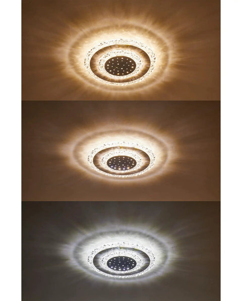 Dimmable LED Ceiling Light With Remote Control Flush Mount Ring Fixture demonstrating warm to cool light settings