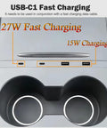 High Speed Car USB Hub Charger for Center Console With Retractable Cables and Docking Station, quick charge ports view