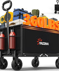 3 In 1 Foldable Wagon Cart With 360 Pounds Capacity Heavy Duty Collapsible Utility Wagon For Grocery Camping Beach Shopping Garden Black All Terrain Wheels Quick Fold Portable Design