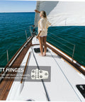 Sailboat deck with Heavy Duty 316 Stainless Steel Mirror Polished Butt Hinges For RV Yacht Boat Doors And Cabinets image overlay.