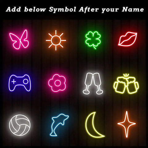 Personalized Neon Light Sign For Wall Decor And Parties, Customizable LED Neon Sign With 9 Color Modes, Symbols Selection Display