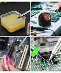 All In One Solder Kit With Tip Cleaner And Holder, 1.0mm Solder Wire 11g, Rosin Flux Paste 1.75 Oz in use on circuit boards