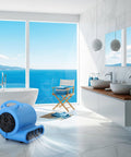Industrial Air Mover Fan For Water Damage Restoration And Carpet Drying, 1/2 HP, 2800 CFM, Heavy Duty Floor Dryer in bathroom