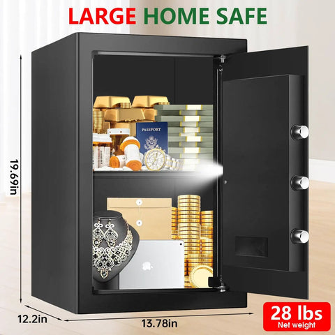 Beefy 3.4 Cu Ft Water And Fireproof Home Safe With Digital Keypad And Back Up Key Dual Anti Pry Locking System open with valuables