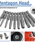 Torx Star 5 Point Security Tamper Proof Screwdriver Bit Set, 10 Piece, shown with magnetic pentagon heads and S2 steel material