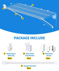 Six Pack White Wire Shelf Brackets For Twelve Inch Closets With Heavy Duty Anchors Screws And Clips For solid wall mounting and organization.