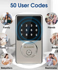 Touchscreen Smart Lock With No Key Needed Entry, Digital Deadbolt, 50 User Codes, Key Fob Unlock, Auto Lock in use diagram