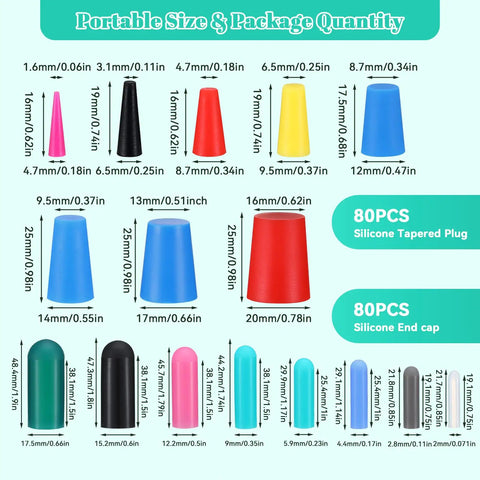 Pro 186 Piece Powder Coating Plug And Tape Kit With Silicone Rubber Tapered Caps In 8 Sizes For masking holes and threads