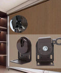 Outdoor Indoor Universal Cordless Mounting Brackets Aluminum Alloy Hardware For Sunshades And Roller Crank Kits No Fuss DIY Friendly Setup Fits Garden Patio Porch Backyard Brown Finish in use with close-up view