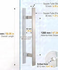 60 Inch Solid Stainless Steel Push Pull Door Handle Set With Heavy Duty Commercial Grade 304 Brushed Finish Deep Engagement Standoffs Glass And Barn Door Pulls For Interior Doors Built To Last, 1500mm length