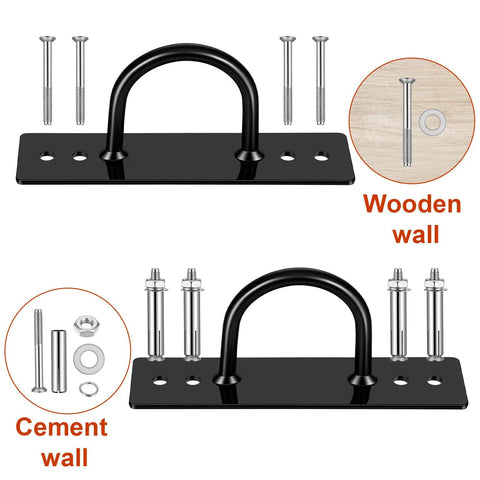 Heavy Duty Battle Rope Anchor Wall Mount Kit With Solid Iron Brackets Bolts, installation hardware for wooden and cement walls.