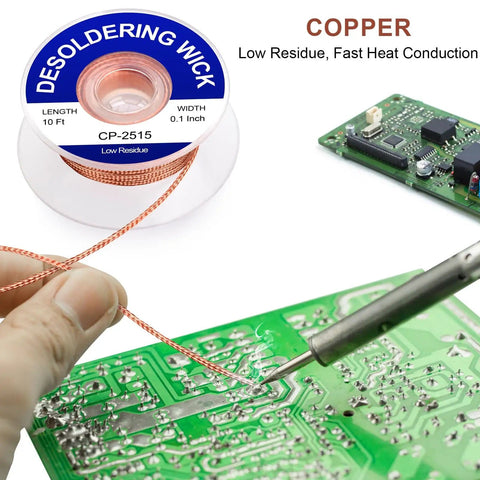 Desoldering Wick Braid And Solder Flux Paste No Clean For Electronics Repair On PCBs Soldering And Rework Tool Set 10Ft Wick