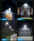 2 Pack 150W LED Parking Lot Light With Dusk To Dawn 21000 Lumens IP66 Waterproof Outdoor Flood Light illuminating barn, yard, street, garage