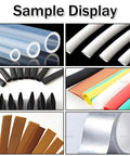 Sample display of various tubing materials including PVC and PE for use with High Precision Automatic Heat Shrink Tube Cutter.