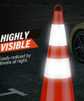 Highly visible 6 Pack 28 Inch Traffic Cones With Reflective Collar For Parking Lots And Driving Training Durable PVC Heavy Duty Safety Cones