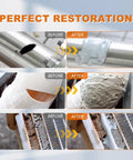 5 Minute Metal Glue Heavy Duty Waterproof Epoxy Adhesive before and after repair on metal, plastic, and wood surfaces.