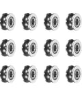 12 Pcs Small V Groove Pulleys 4x13x6mm Miniature Carbon Steel Ball Bearing Pulleys Replacement For Rail Track Linear Motion System