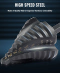 Five Piece Step Drill Bit Set With Titanium Coated HSS For Metal And Wood, Fifty Sizes, Four Spiral Flute, Close-up View
