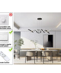 Modern LED Chandelier Pendant Lights With Dimmable Remote Control, 38W aluminum two-head pendant fixture in dining room