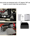 2 Pack 6AN Female to 6AN Male 90 Degree Hose Fitting Adapter Aluminum Flare Elbow Swivel Union Connector for Vehicle Fuel Oil Line High Flow No Kink Leak Proof Durable Right Angle Hose Joint, 37° AN seal diagram