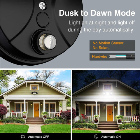 Rugged 80W Dusk To Dawn Outdoor Flood Lights Pumping Out 8000 Lumens IP65 Waterproof 3 Adjustable Heads 6500K Cool White LED Security Bulb For Garage Patio And Yard