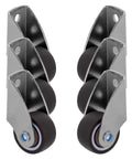 6pcs Rigid Furniture Moving Caster Wheels with Rubber, Silent Mobility, showing a pair of dark rubber wheels with metal brackets.